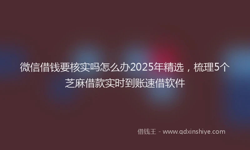 微信借钱要核实吗怎么办2025年精选，梳理5个芝麻借款实时到账速借软件