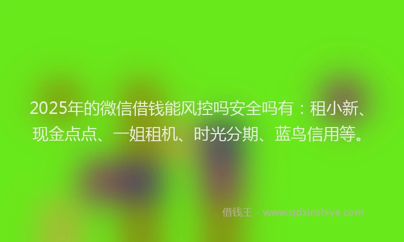 2025年的微信借钱能风控吗安全吗有：租小新、现金点点、一姐租机、时光分期、蓝鸟信用等。