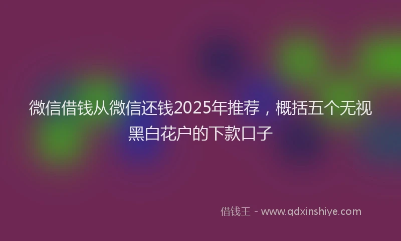 微信借钱从微信还钱2025年推荐，概括五个无视黑白花户的下款口子