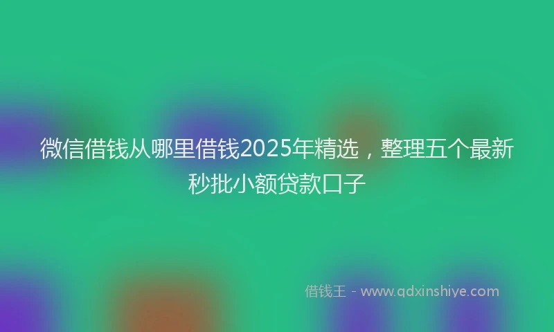 微信借钱从哪里借钱2025年精选，整理五个最新秒批小额贷款口子