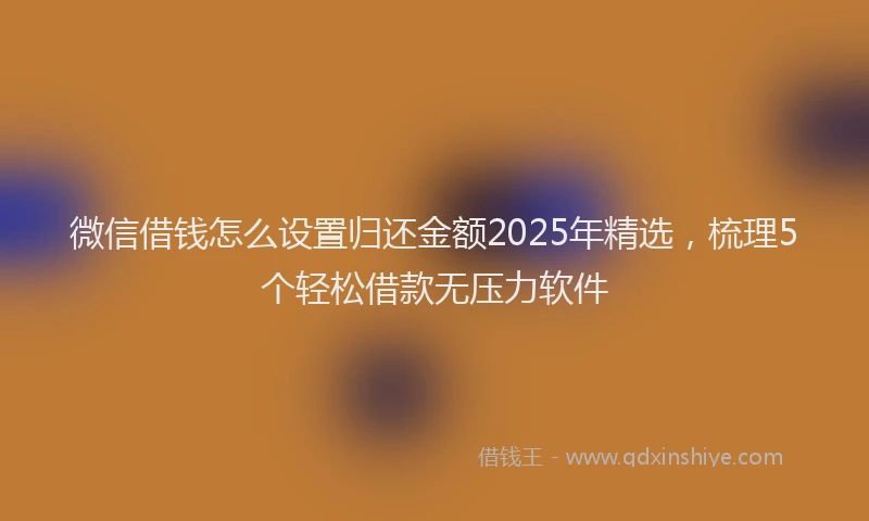 微信借钱怎么设置归还金额2025年精选，梳理5个轻松借款无压力软件