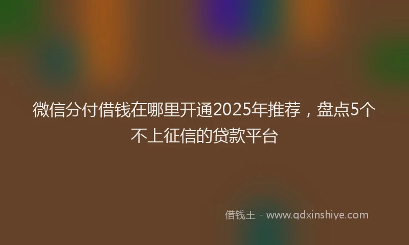 微信分付借钱在哪里开通2025年推荐，盘点5个不上征信的贷款平台