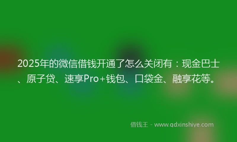 2025年的微信借钱开通了怎么关闭有：现金巴士、原子贷、速享Pro+钱包、口袋金、融享花等。