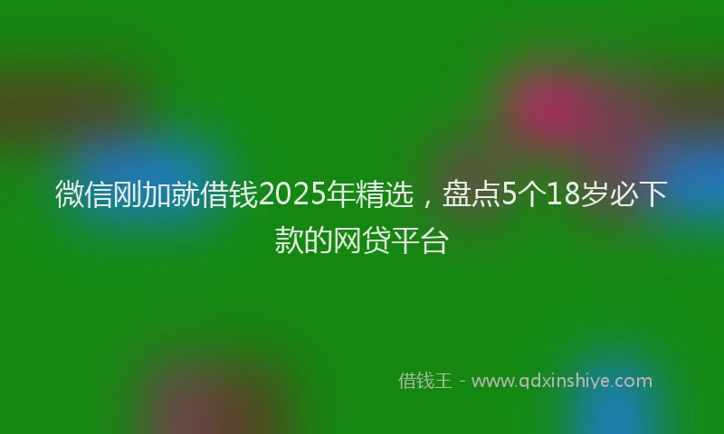 微信刚加就借钱2025年精选，盘点5个18岁必下款的网贷平台
