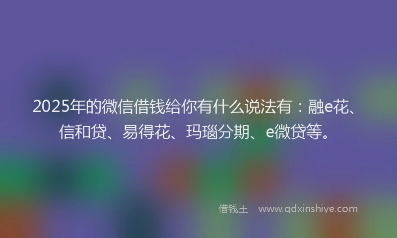 2025年的微信借钱给你有什么说法有：融e花、信和贷、易得花、玛瑙分期、e微贷等。