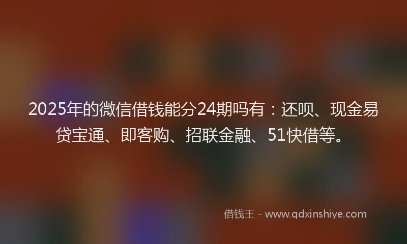 2025年的微信借钱能分24期吗有：还呗、现金易贷宝通、即客购、招联金融、51快借等。