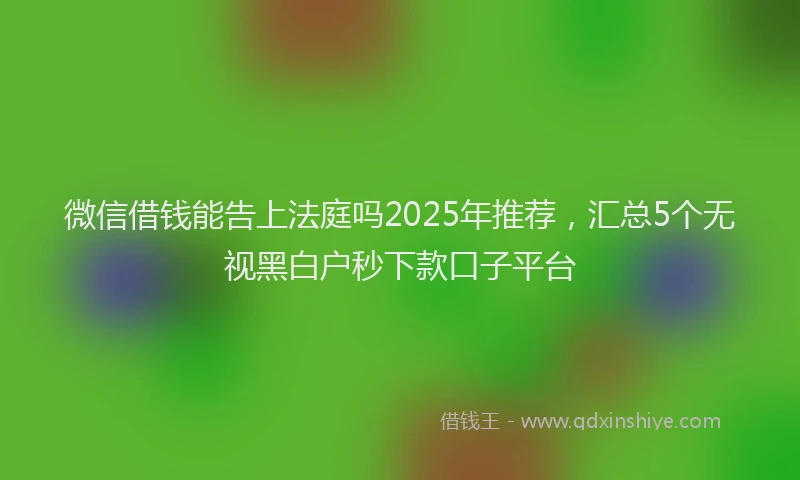 微信借钱能告上法庭吗2025年推荐，汇总5个无视黑白户秒下款口子平台