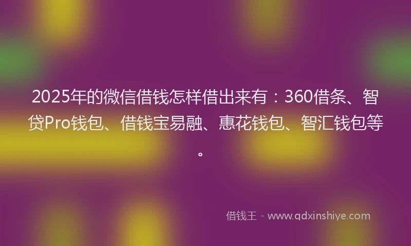 2025年的微信借钱怎样借出来有：360借条、智贷Pro钱包、借钱宝易融、惠花钱包、智汇钱包等。