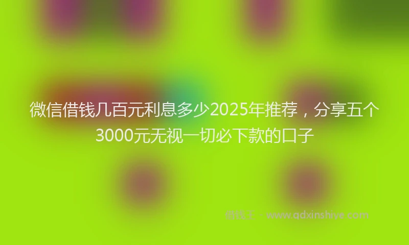 微信借钱几百元利息多少2025年推荐，分享五个3000元无视一切必下款的口子