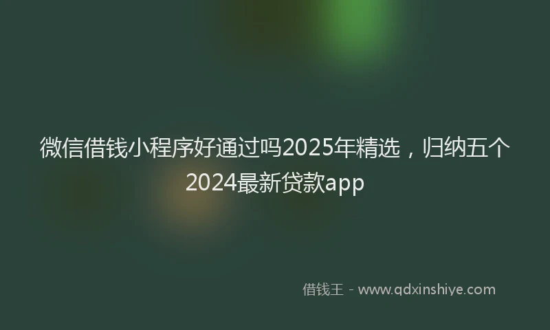 微信借钱小程序好通过吗2025年精选，归纳五个2024最新贷款app
