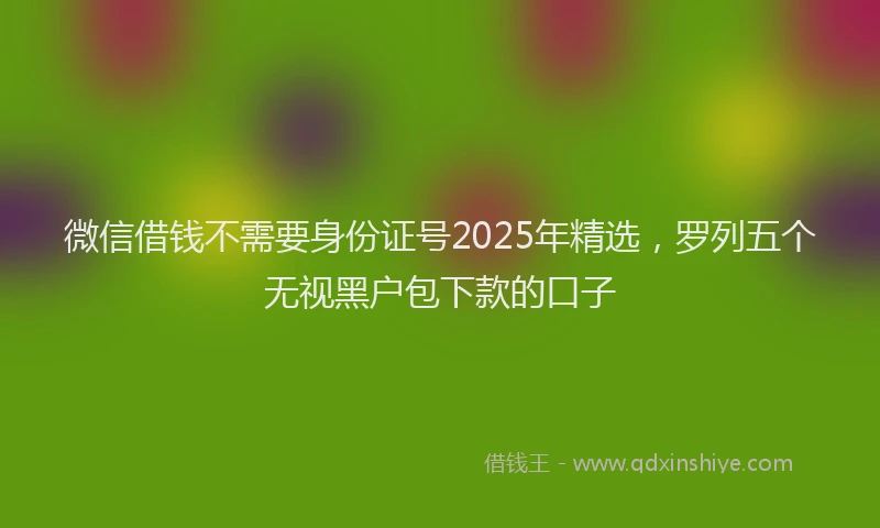 微信借钱不需要身份证号2025年精选，罗列五个无视黑户包下款的口子