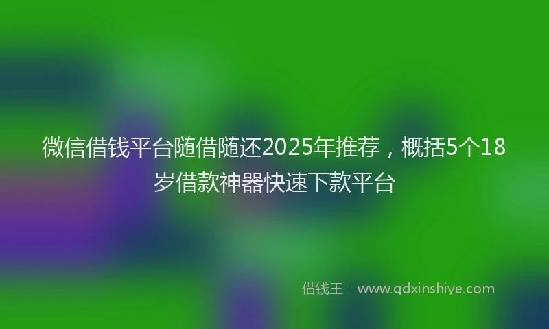 微信借钱平台随借随还2025年推荐，概括5个18岁借款神器快速下款平台