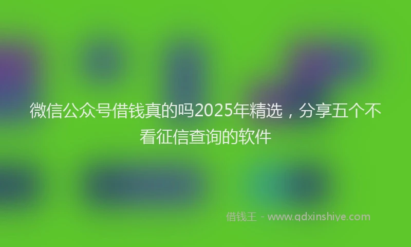 微信公众号借钱真的吗2025年精选，分享五个不看征信查询的软件