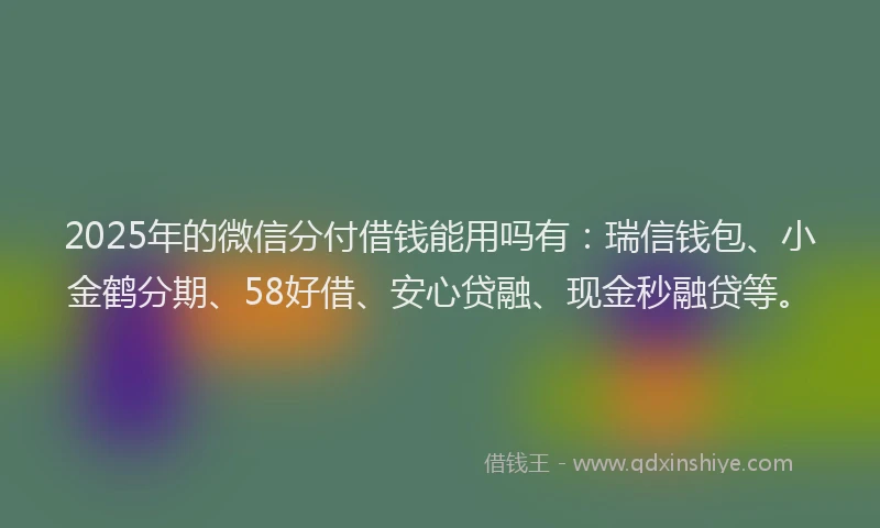 2025年的微信分付借钱能用吗有：瑞信钱包、小金鹤分期、58好借、安心贷融、现金秒融贷等。