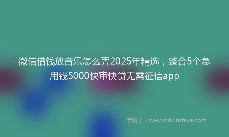 微信借钱放音乐怎么弄2025年精选，整合5个急用钱5000快审快贷无需征信app