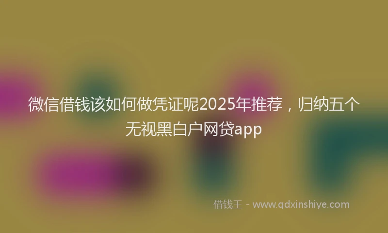 微信借钱该如何做凭证呢2025年推荐，归纳五个无视黑白户网贷app
