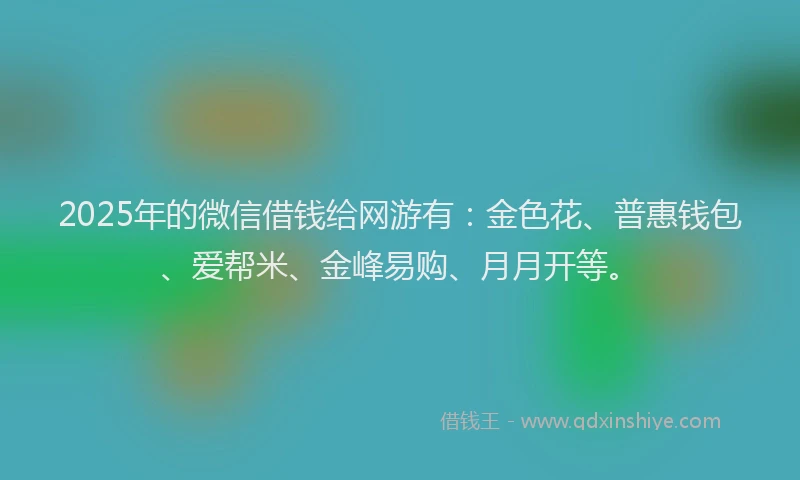 2025年的微信借钱给网游有：金色花、普惠钱包、爱帮米、金峰易购、月月开等。