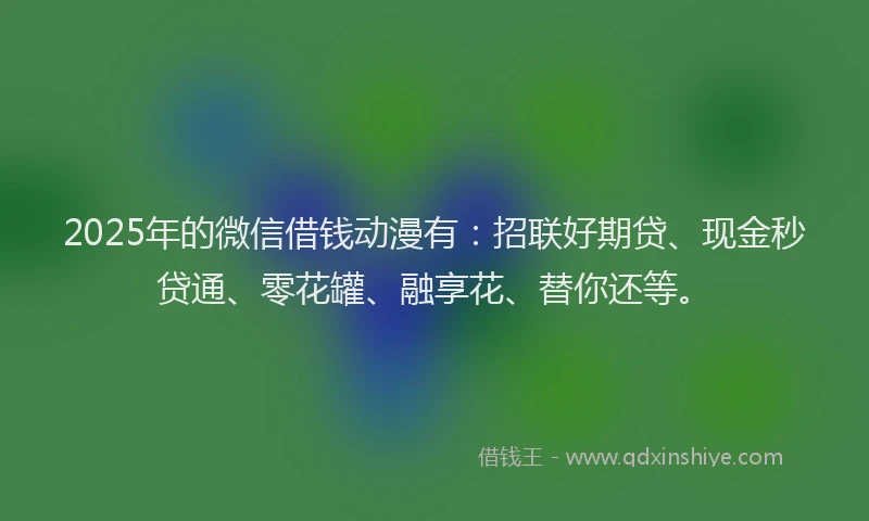 2025年的微信借钱动漫有：招联好期贷、现金秒贷通、零花罐、融享花、替你还等。