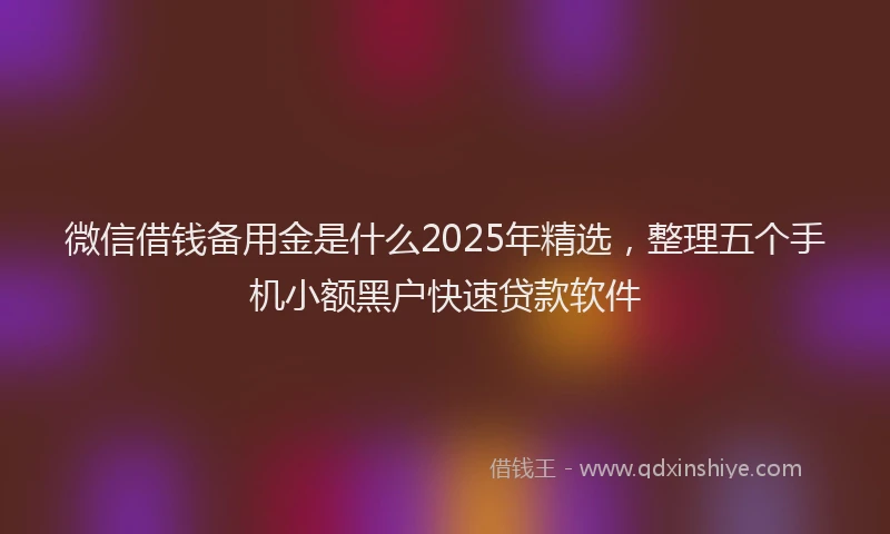 微信借钱备用金是什么2025年精选，整理五个手机小额黑户快速贷款软件