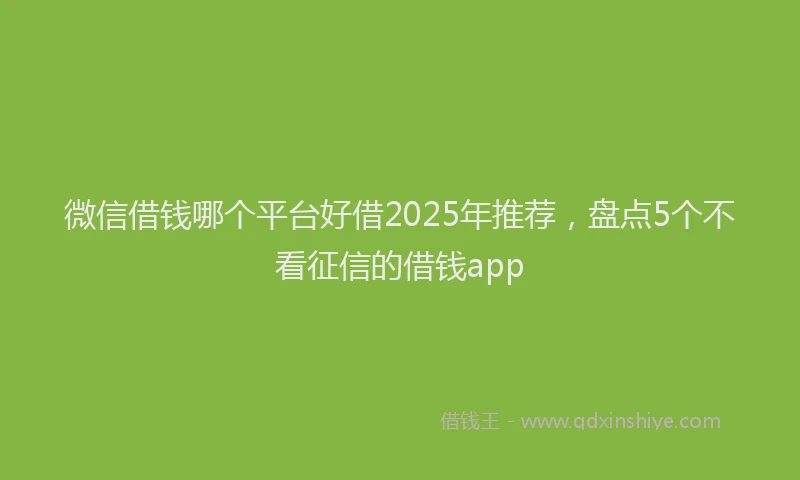 微信借钱哪个平台好借2025年推荐，盘点5个不看征信的借钱app