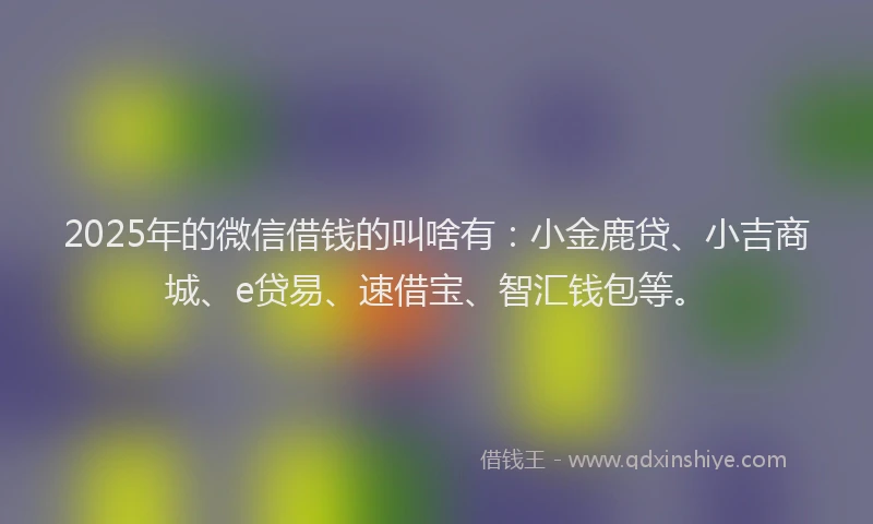 2025年的微信借钱的叫啥有：小金鹿贷、小吉商城、e贷易、速借宝、智汇钱包等。