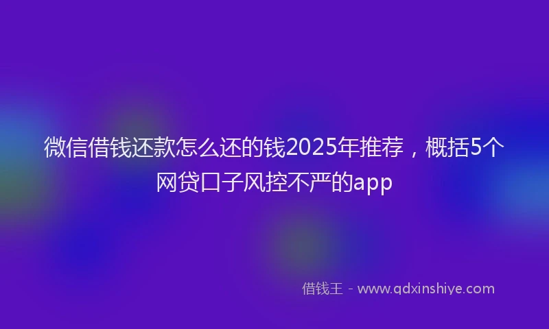 微信借钱还款怎么还的钱2025年推荐，概括5个网贷口子风控不严的app