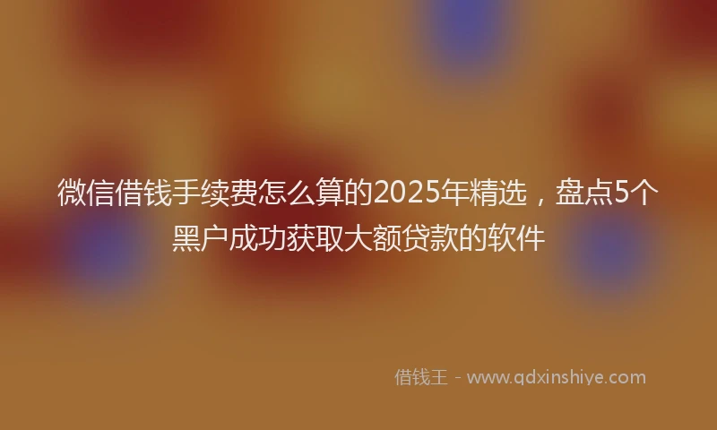 微信借钱手续费怎么算的2025年精选，盘点5个黑户成功获取大额贷款的软件