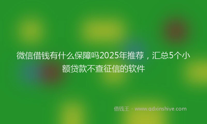 微信借钱有什么保障吗2025年推荐，汇总5个小额贷款不查征信的软件