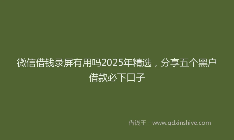 微信借钱录屏有用吗2025年精选，分享五个黑户借款必下口子