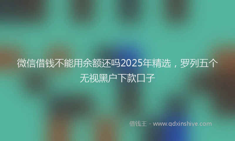 微信借钱不能用余额还吗2025年精选，罗列五个无视黑户下款口子