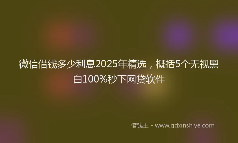 微信借钱多少利息2025年精选，概括5个无视黑白100%秒下网贷软件