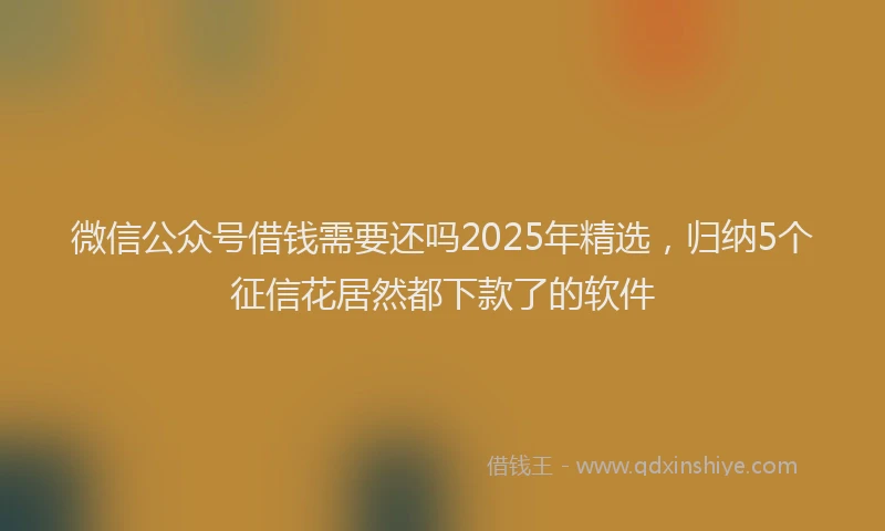 微信公众号借钱需要还吗2025年精选，归纳5个征信花居然都下款了的软件