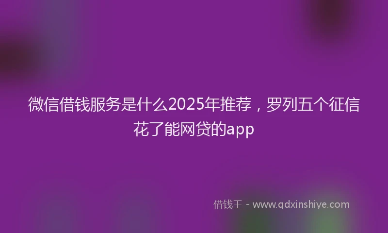 微信借钱服务是什么2025年推荐，罗列五个征信花了能网贷的app