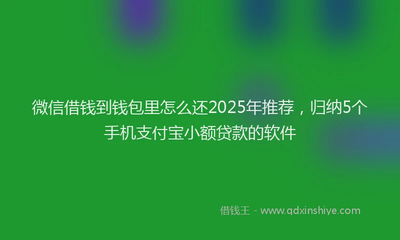 微信借钱到钱包里怎么还2025年推荐，归纳5个手机支付宝小额贷款的软件