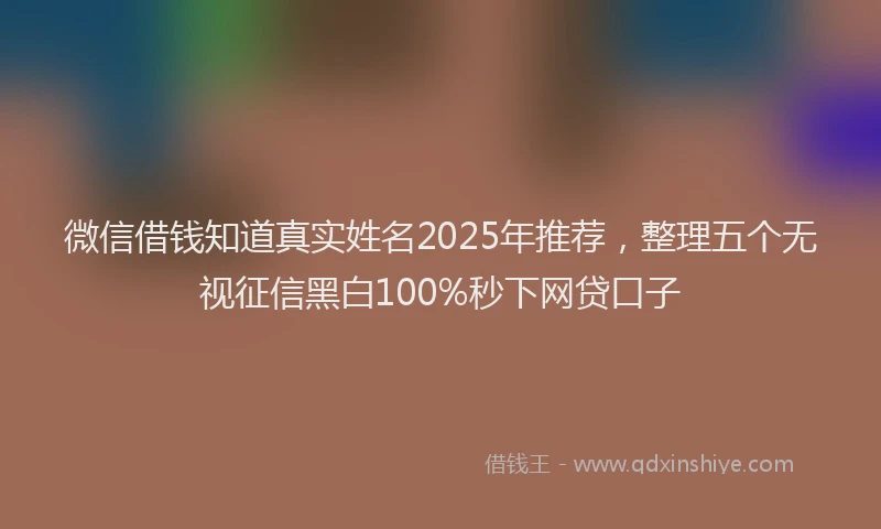 微信借钱知道真实姓名2025年推荐，整理五个无视征信黑白100%秒下网贷口子