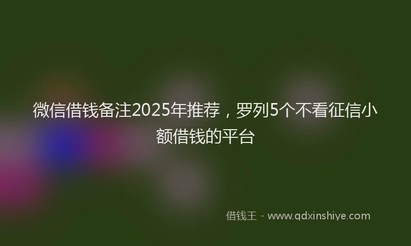 微信借钱备注2025年推荐，罗列5个不看征信小额借钱的平台
