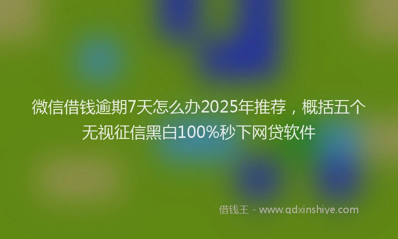 微信借钱逾期7天怎么办2025年推荐，概括五个无视征信黑白100%秒下网贷软件