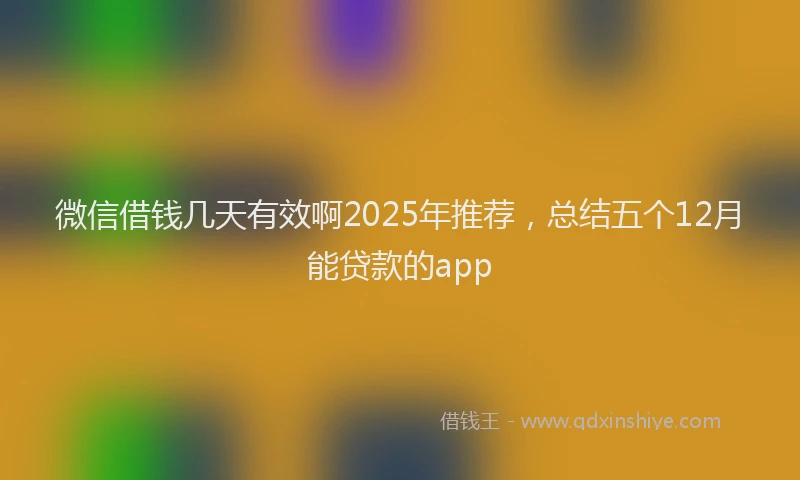 微信借钱几天有效啊2025年推荐，总结五个12月能贷款的app