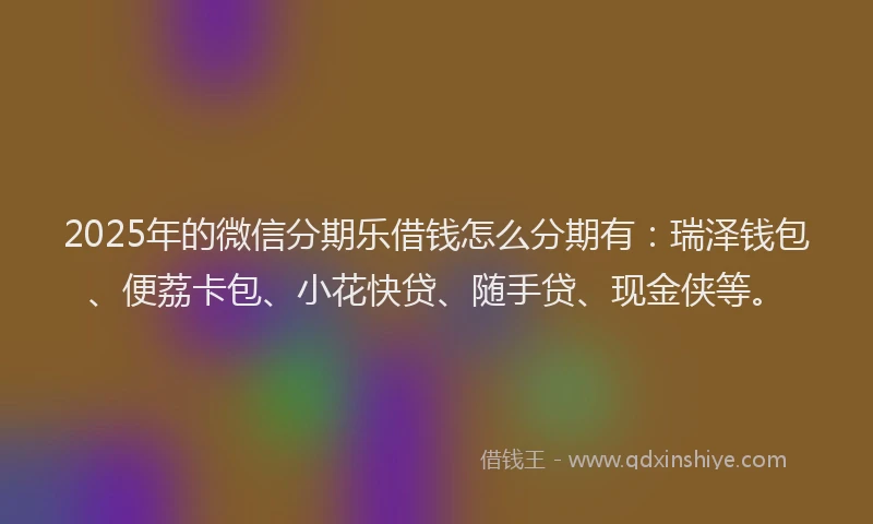 2025年的微信分期乐借钱怎么分期有：瑞泽钱包、便荔卡包、小花快贷、随手贷、现金侠等。