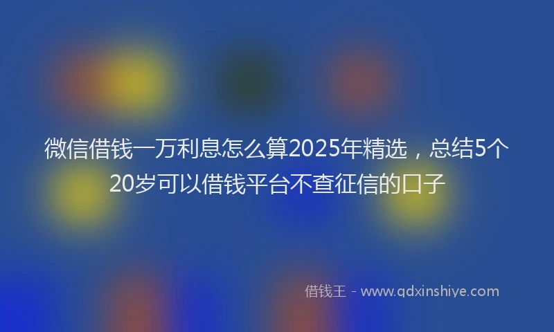 微信借钱一万利息怎么算2025年精选，总结5个20岁可以借钱平台不查征信的口子