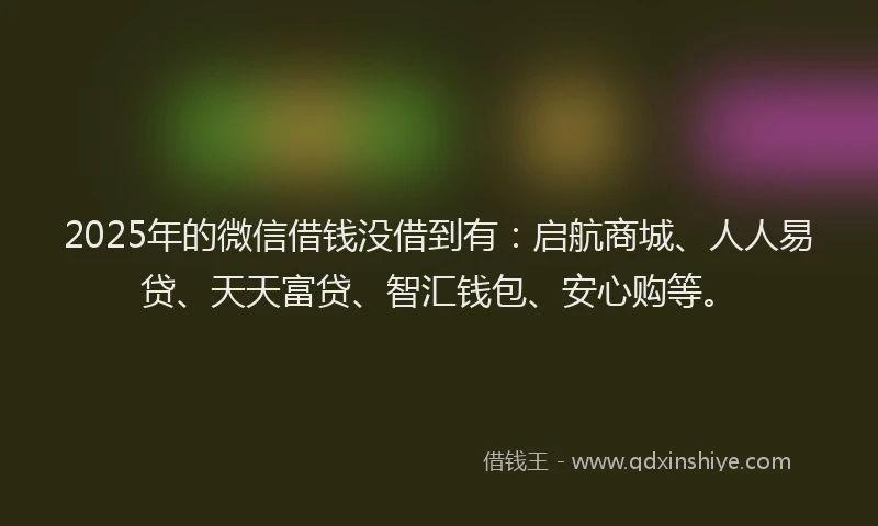 2025年的微信借钱没借到有：启航商城、人人易贷、天天富贷、智汇钱包、安心购等。