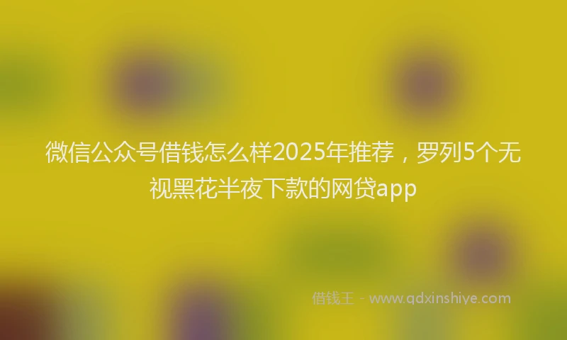 微信公众号借钱怎么样2025年推荐，罗列5个无视黑花半夜下款的网贷app