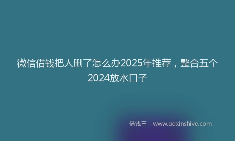 微信借钱把人删了怎么办2025年推荐，整合五个2024放水口子