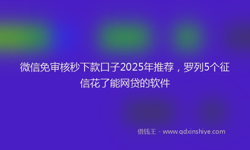 微信免审核秒下款口子2025年推荐，罗列5个征信花了能网贷的软件