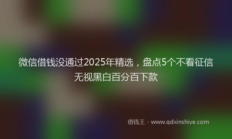 微信借钱没通过2025年精选，盘点5个不看征信无视黑白百分百下款