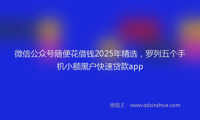 微信公众号随便花借钱2025年精选，罗列五个手机小额黑户快速贷款app