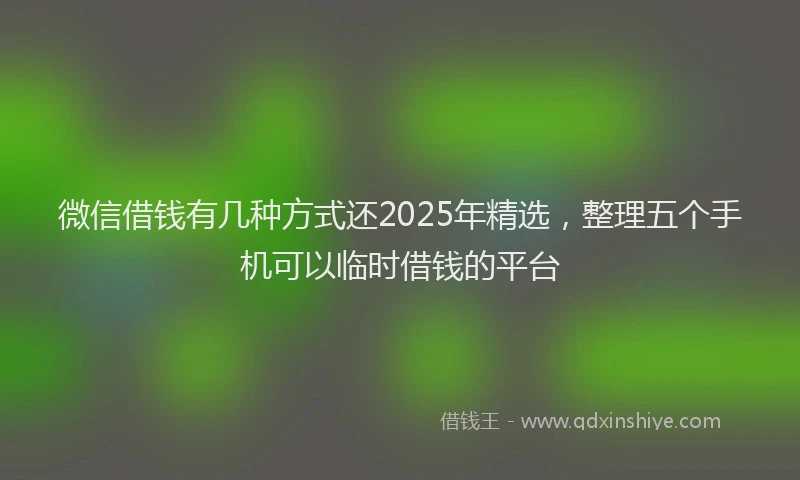 微信借钱有几种方式还2025年精选，整理五个手机可以临时借钱的平台