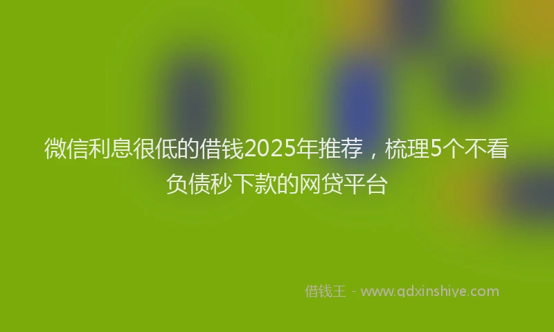 微信利息很低的借钱2025年推荐，梳理5个不看负债秒下款的网贷平台