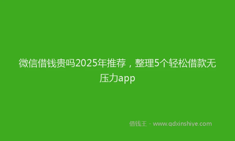 微信借钱贵吗2025年推荐，整理5个轻松借款无压力app