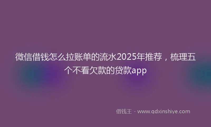 微信借钱怎么拉账单的流水2025年推荐，梳理五个不看欠款的贷款app